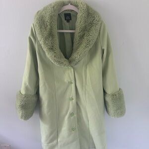 Wild Fable Green Teddy Jacket with Faux Fur Trim